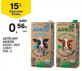 Continente Leite UHT Agros Magro/Meio Gordo 1L promoção