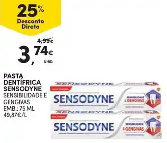 Continente Pasta Dentífrica Sensibilidade e Gengivas Sensodyne 75ml promoção