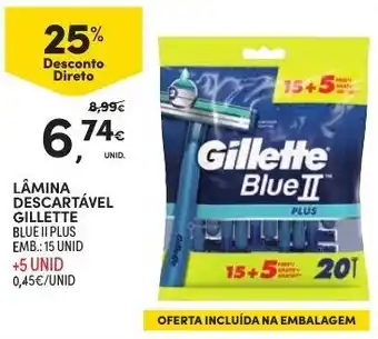 Continente Lâminas Descartável Blue II Plus Gillette 15 + 5 unid promoção