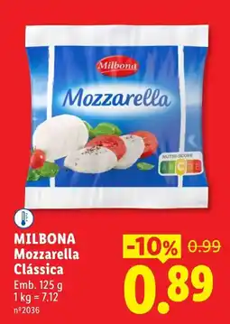 Lidl Milbona Mozzarella Clássica promoção