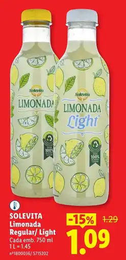 Lidl Solevita Limonada Regular/ Light promoção