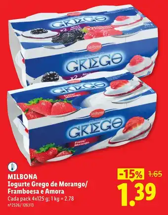 Milbona iogurte grego de morango/framboesa e amora