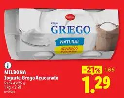 Lidl Milbona iogurte grego açucarado promoção