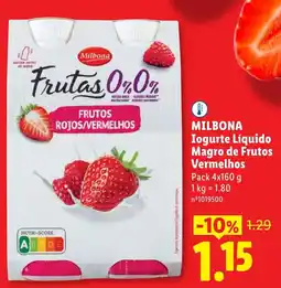 Lidl Milbona iogurte líquido magro de frutos vermelhos promoção