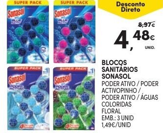 Continente Blocos Sanitários Sonasol 3 unid promoção