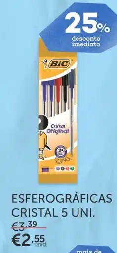 Note! Esferográficas cristal 5 uni. promoção