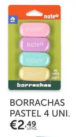 Note! Borrachas pastel 4 uni. promoção