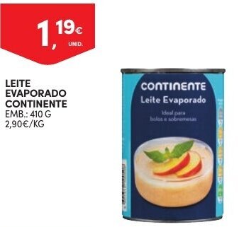 Continente Leite Evaporado Continente 410g promoção