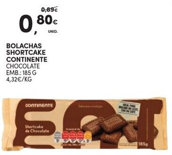Continente Bolachas Shortcake Continente 185g promoção