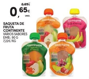 Continente Saqueta de Fruta Continente 90g promoção