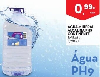 Continente Água Mineral Alcalina PH9 Continente 5L promoção
