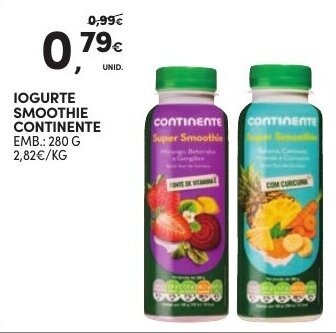 Continente Iogurte Smoothie Continente 280g promoção