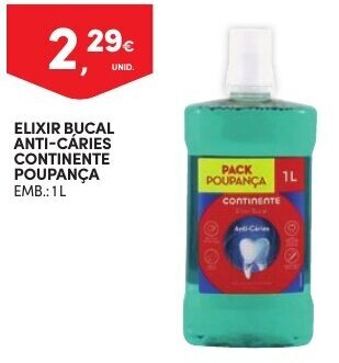 Continente Elixir Bucal Anti-Cáries Continente Poupança 1L promoção