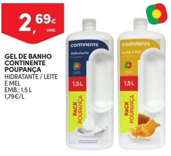 Continente Gel de Banho Continente Poupança 1.5L promoção