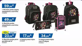 Mochila preta dupla adaptável a carrinho KPOP DEMON HUNTERS
