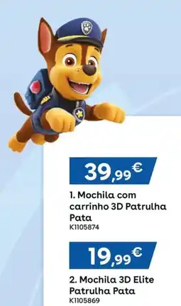 Toys R Us Mochila com carrinho 3d patrulha pata promoção