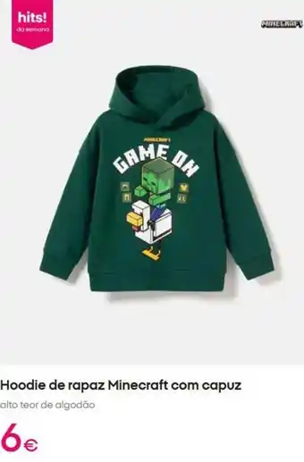 Minecraft - hoodie de rapaz com capuz