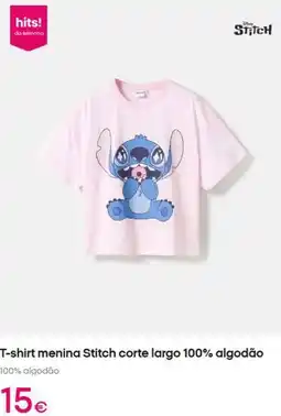 Pepco T-shirt menina stitch corte largo 100% algodão promoção