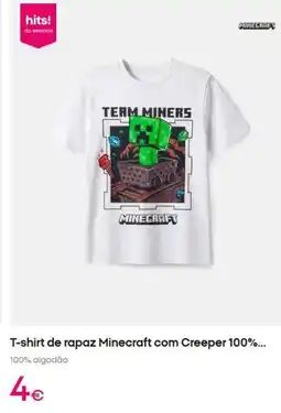 Pepco Team - t-shirt de rapaz minecraft com creeper 100% promoção