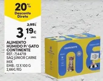 Continente Alimento Humido p/Gato Continente 12 x100g promoção