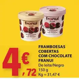 E.Leclerc Framboesas cobertas com chocolate franui promoção
