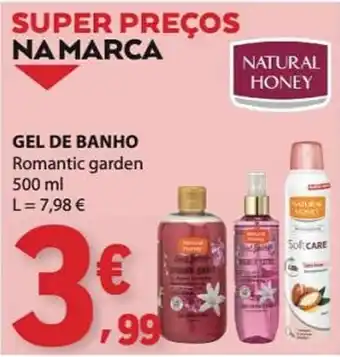 E.Leclerc Natural honey gel de banho romantic garden promoção