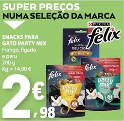 E.Leclerc felix snacks para gato party mix frango, fígado e peru promoção