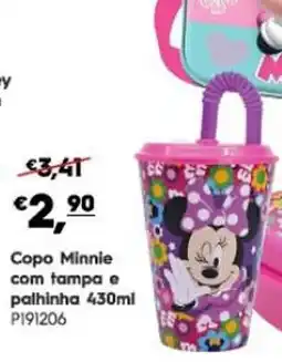 Americana Copo Minnie com tampa e palhinha promoção