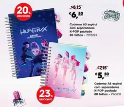 Americana Caderno A5 espiral com separadores K-POP pautado promoção