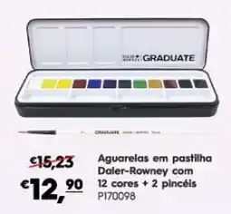 Americana Aquarelas em pastilha Daler-Rowney com 12 cores + 2 pincéis promoção