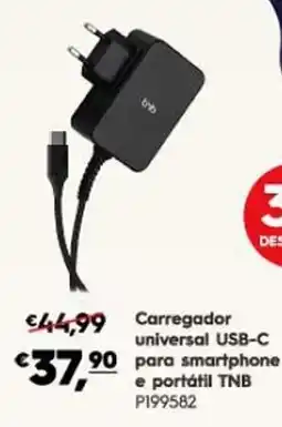 Americana Carregador universal usb-c para smartphone e portátil tnB promoção