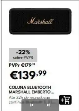 Radio Popular Marshall - coluna bluetooth emberto promoção