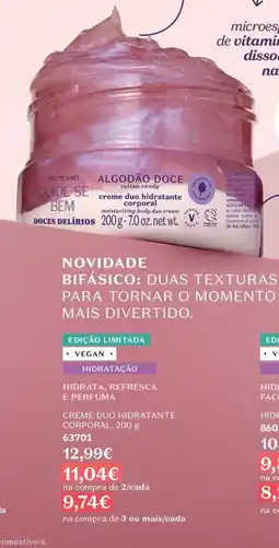 O Boticário Algodão doce creme duo hidratante corporal promoção