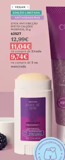 O Boticário Stick anti fricção efeito calções invisíveis, promoção