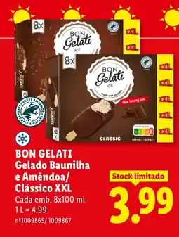 Lidl Bon gelati gelado baunilha e amêndoa/ clássico xxl promoção