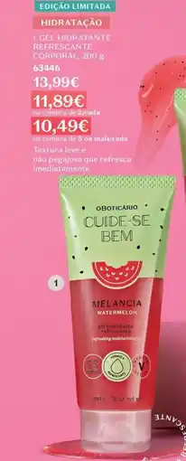 O Boticário Gel hidratante refrescante corporal, promoção