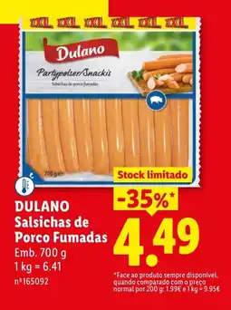 Lidl Dulano salsichas de porco fumadas promoção