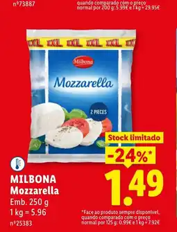 Lidl Milbona mozzarella promoção