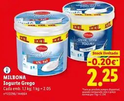 Lidl MILBONA Iogurte Grego promoção