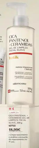 O Boticário Cica pantenol + ceramidas gel de limpeza facial suave, promoção
