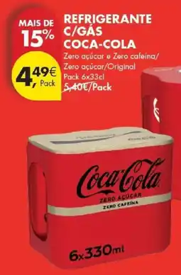 Pingo Doce refrigerante c/gás coca-cola zero açúcar e zero cafeína promoção