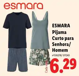 Lidl esmara pijama curto para senhora/homem promoção