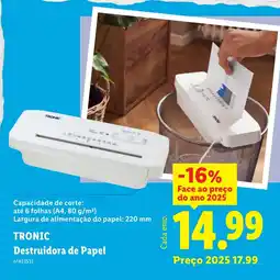 Lidl Tronic destruidora de papel promoção