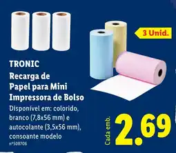 Lidl Tronic recarga de papel para mini impressora de bolso promoção