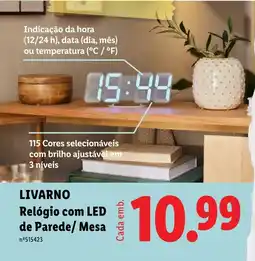 Lidl livarno relógio com led de parede/mesa promoção