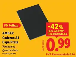 Lidl Ambar caderno a4 capa preta promoção