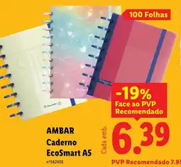 Lidl Ambar caderno ecosmart a5 promoção