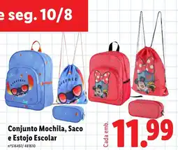 Lidl Conjunto Mochila, Saco e Estojo Escolar promoção