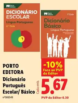 Lidl Porto Editora Dicionário Português Escolar/Básico promoção