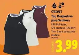 Lidl Crivit top desportivo para senhora promoção